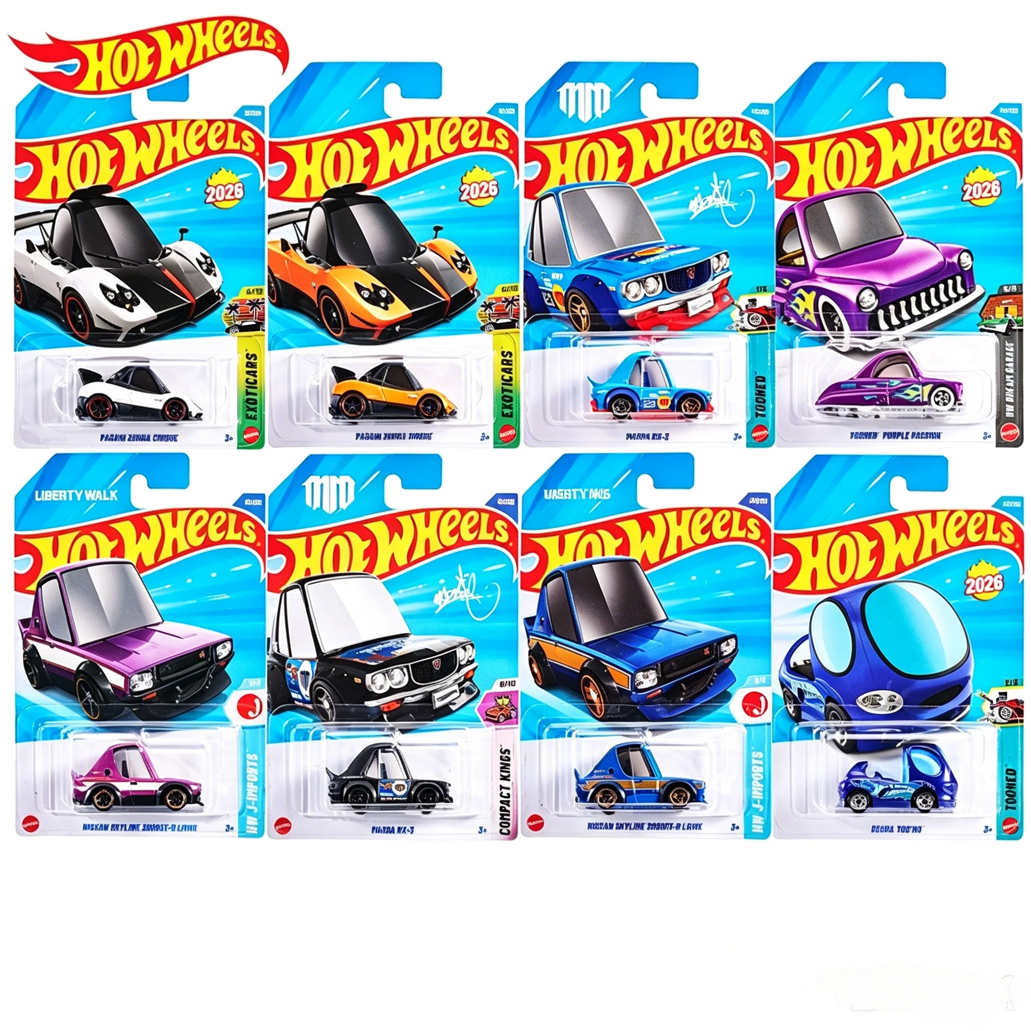 26K Hot Wheels Coches de Juguete 1/64 Vehículos Fundidos a Presión Modelo Clásico MAZDA DEORA TOYOTA PORSCHE DODGE TOONED Colecciones Nissan Regalo