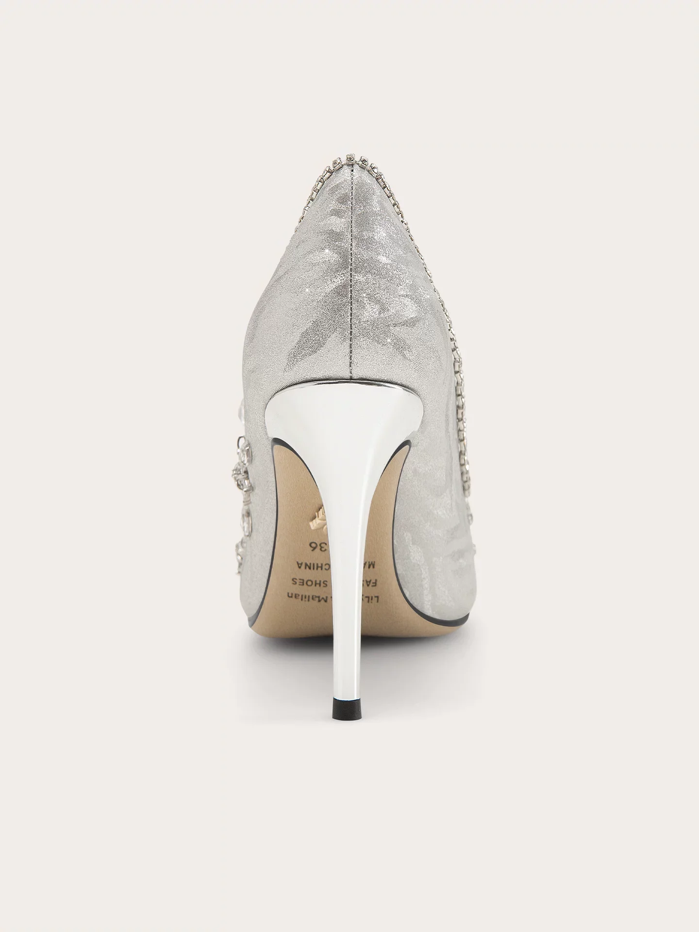 Autumn new pointed crystal sequin wedding shoes banquet big size small size widened version slim heel high-heeled women's shoes
