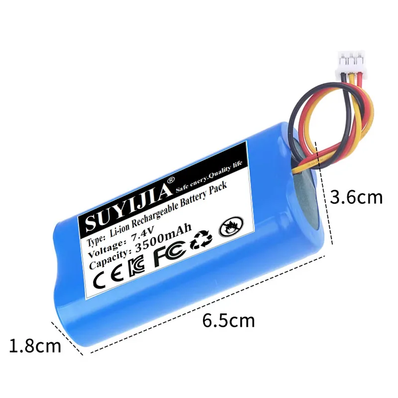 7.4V 3500mAh 3 Wires Battery Pack 18650 7.4V 2S Lithium ion Battery With PH2.0-3P plug For megaphone speaker Small Player