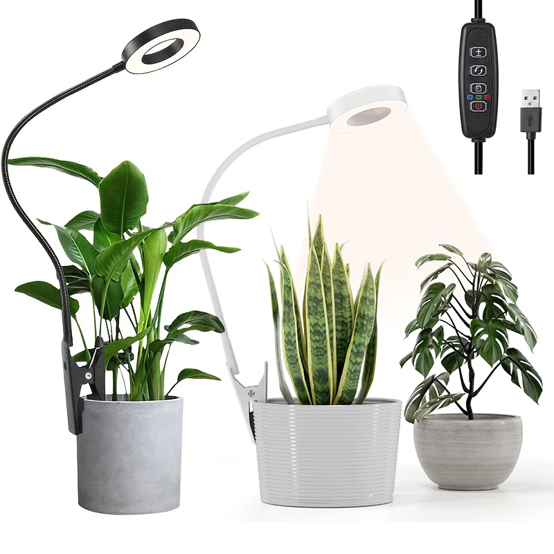 2-in-1 LED Grow Light & Reading Lamp 48 LEDs Full Spectrum 3000K-6000K 3 Colors 5 Brightness 360° Gooseneck Adjustable 6/12/16H Timer Eye-Caring for Indoor Plants Desk