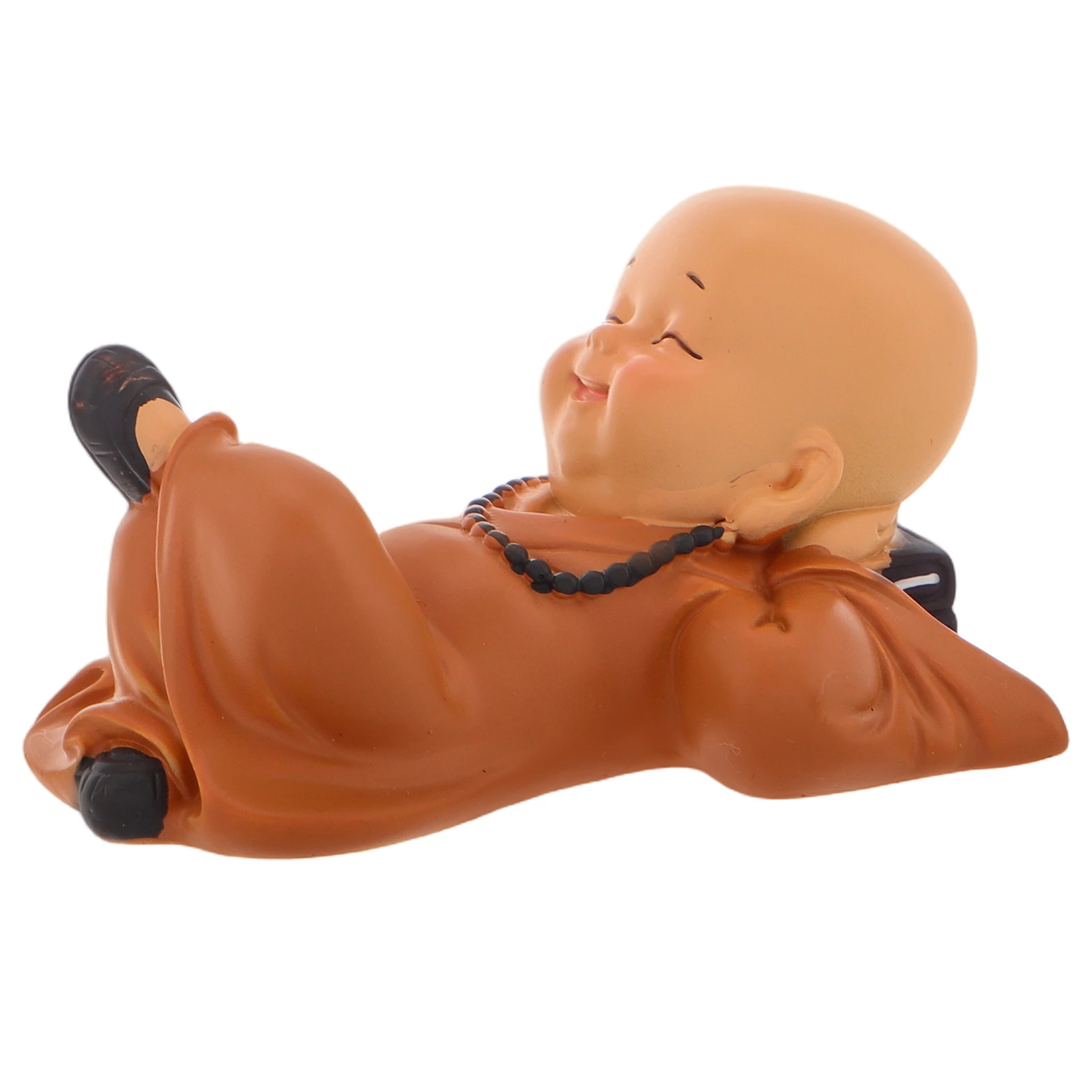 

Car Resin Monk Statue Decorative Khaki Accessories Small Buddha Sculpture Dashboard Buddha Car Decor Small Sculpture
