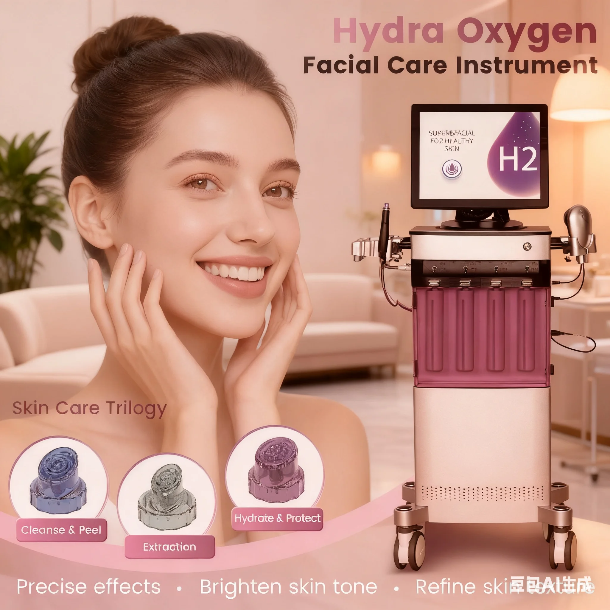 전문 미용 다기능 페이셜 스킨케어 기계: 딥 하이드레이션 하이드라 옥시젠 페이셜 스킨케어 기계, 피부 클렌징