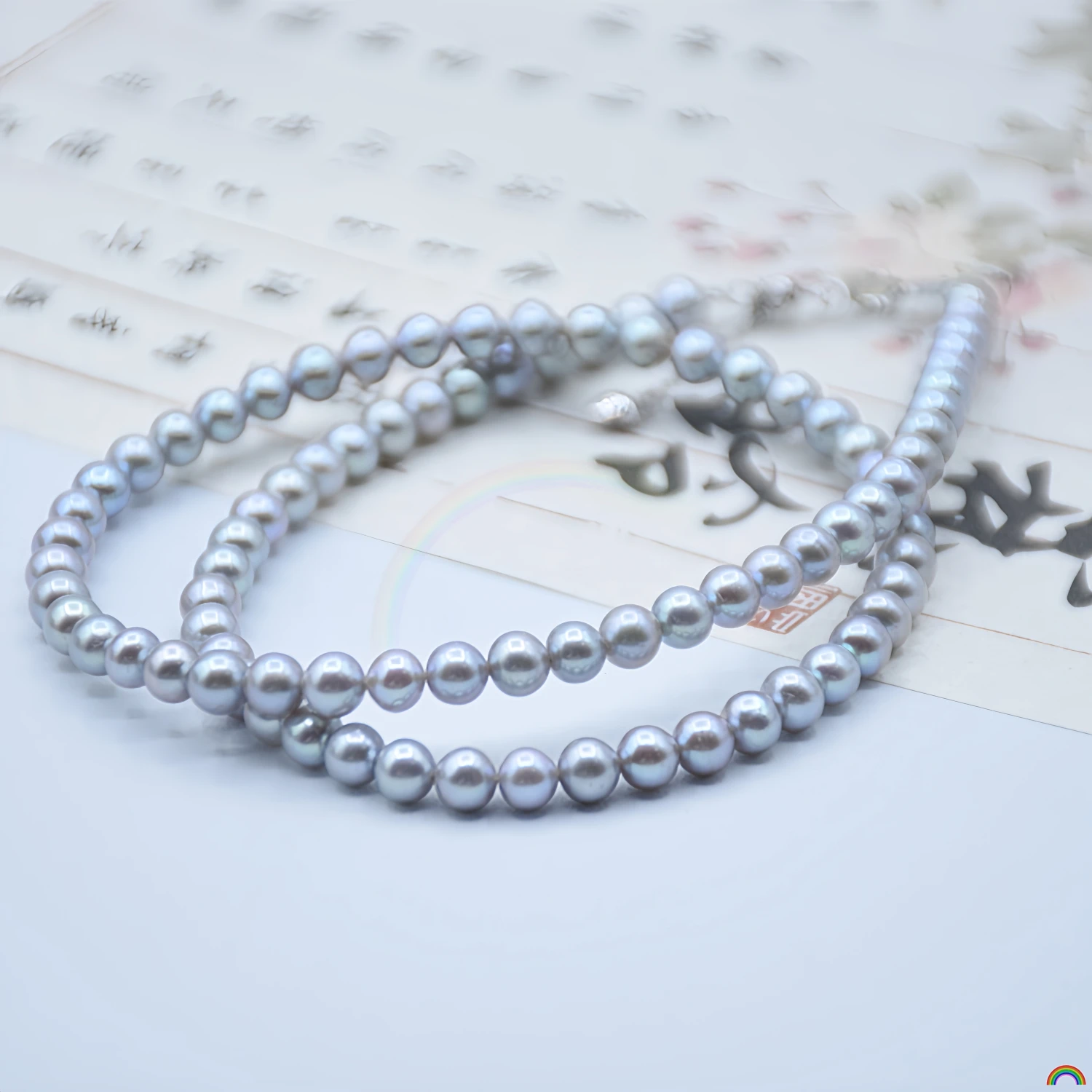 Natural freshwater genuine hemp pearl necklace S925silver buckle temperament round aurora necklace collarbone chain female Rwbuy