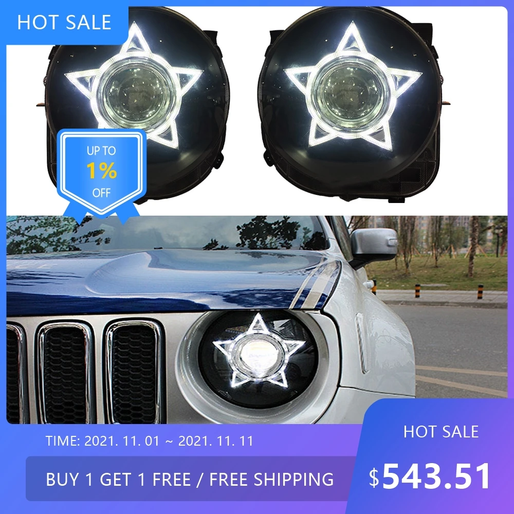 

2pcs 2015~2018 auto bupmer head light for Renegade headlight auto accessories LED fog Renegade headlamp