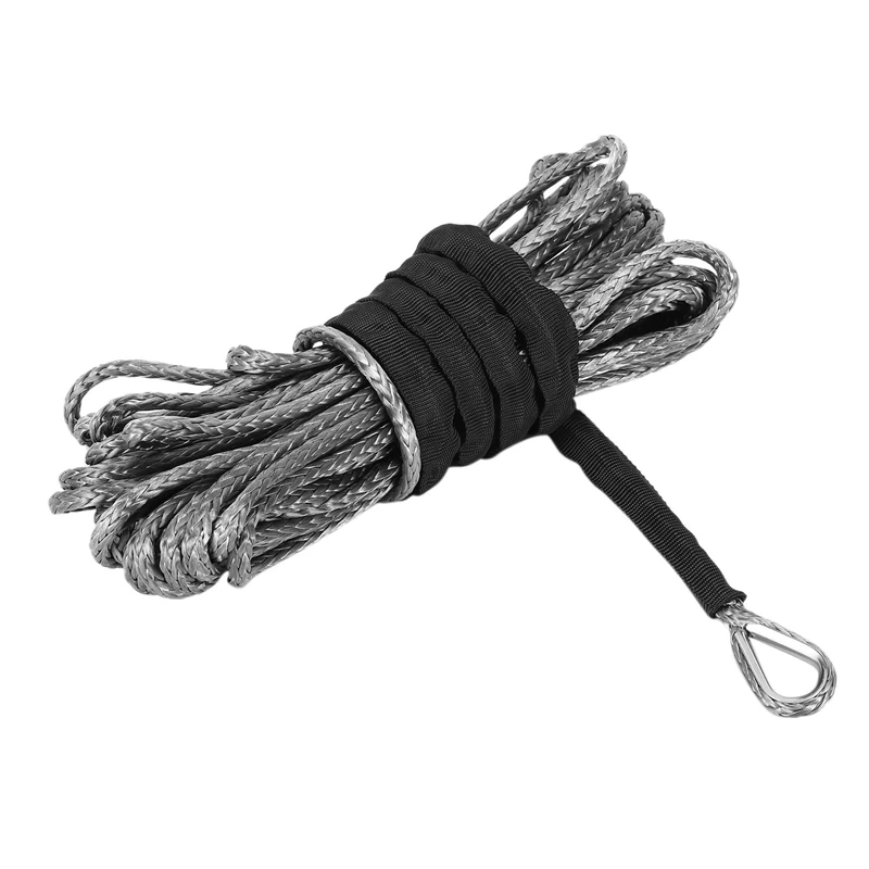 2Pcs 3/16 Inch X 50 Inch 7700Lbs Synthetic Winch Line Cable Rope With Protecing Sleeve For ATV UTV (Grey)