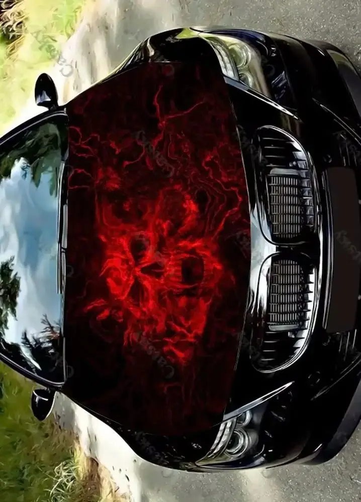 

Череп страх ужасов наклейка на капот автомобиля виниловая наклейка графическая пленка наклейки графические наклейки на двигатель подходят для большинства автомобилей