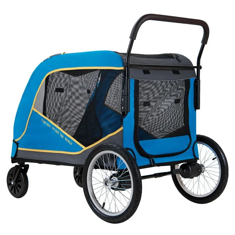 Large Dog Stroller Foldable Pet Stroller for Medium Large Multiple Dogs with Rotating Front Wheels Rear Brakes Load Bearing 80kg