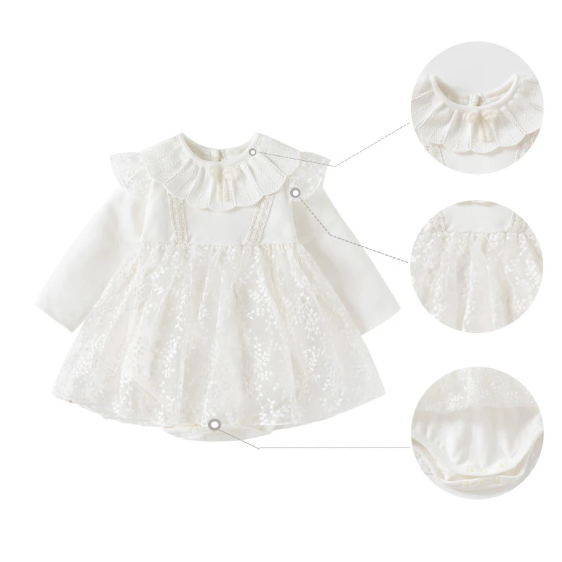 

2026 Spring Toddler Kids Girl Rompers Solid Color Kids Baby Girl Jumpsuits Simple Mesh Newborn Girl Bodysuits One-piece Overalls