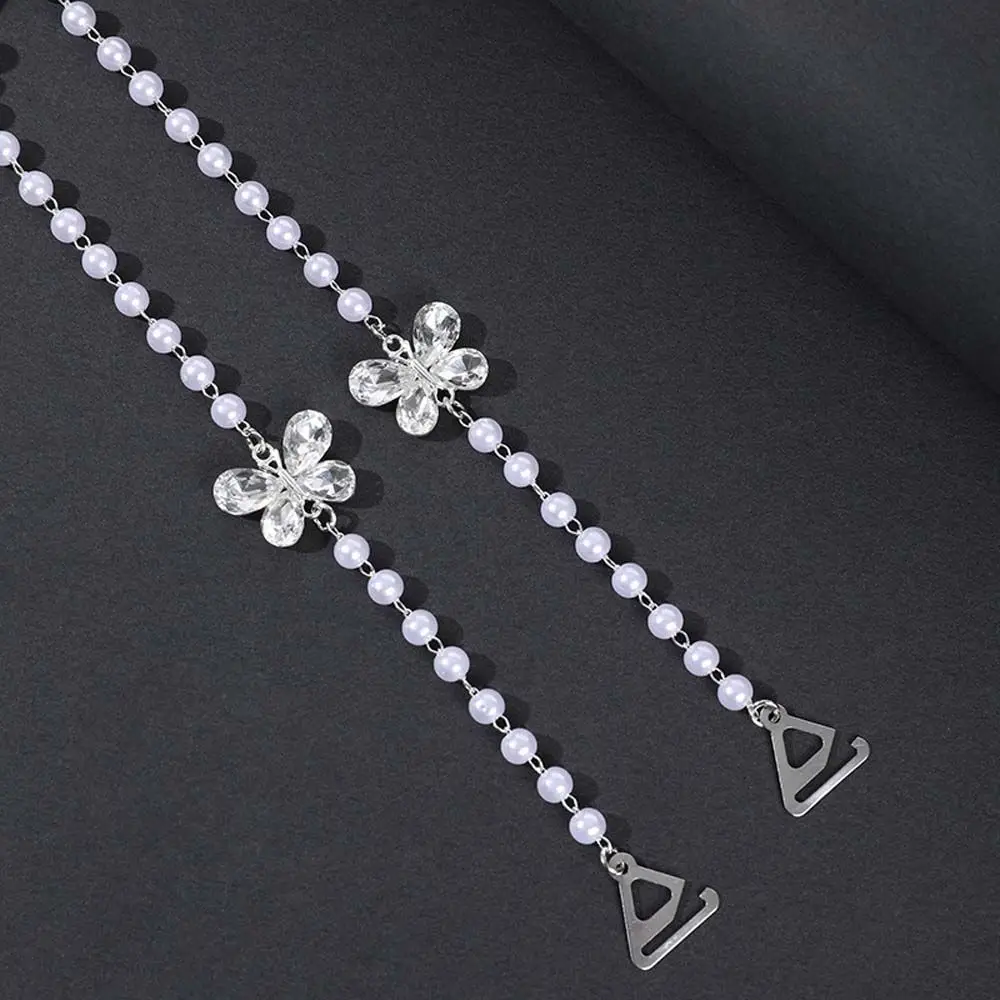 Butterfly Crystal Crystal Bra Shoulder Straps Intimate Accessories Decorative Pearls Shoulder Straps Imitation Pearls Adjustable