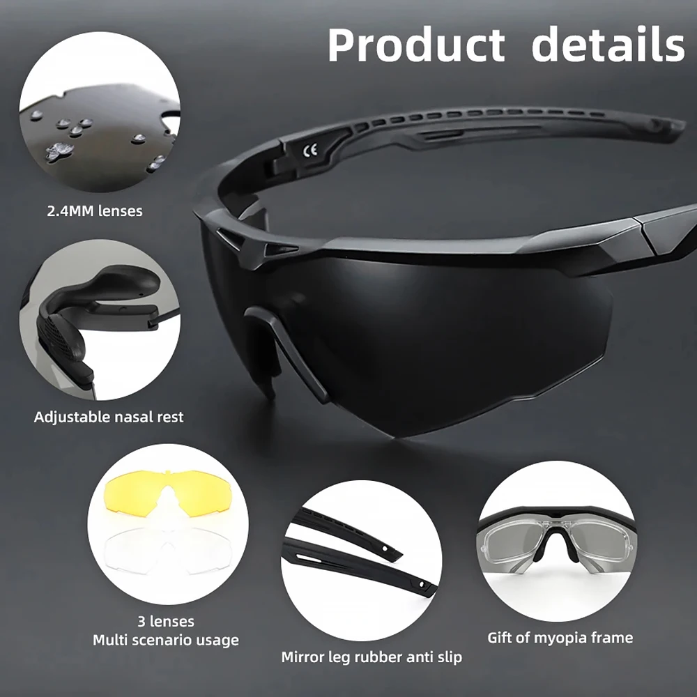 Outdoor Military Tactical Glasses UV400 Protective Glasses Air Gun Shooting Safety Goggles Hunting Sports Sunglasses view 3