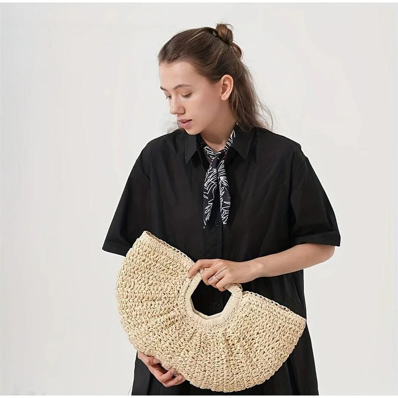 Marke Woven Clutch Tasche Luxus Neue High-end-Meer Urlaub Reise Große Kapazität Stroh frauen Einfache Textur Mode brieftasche – Detail 15