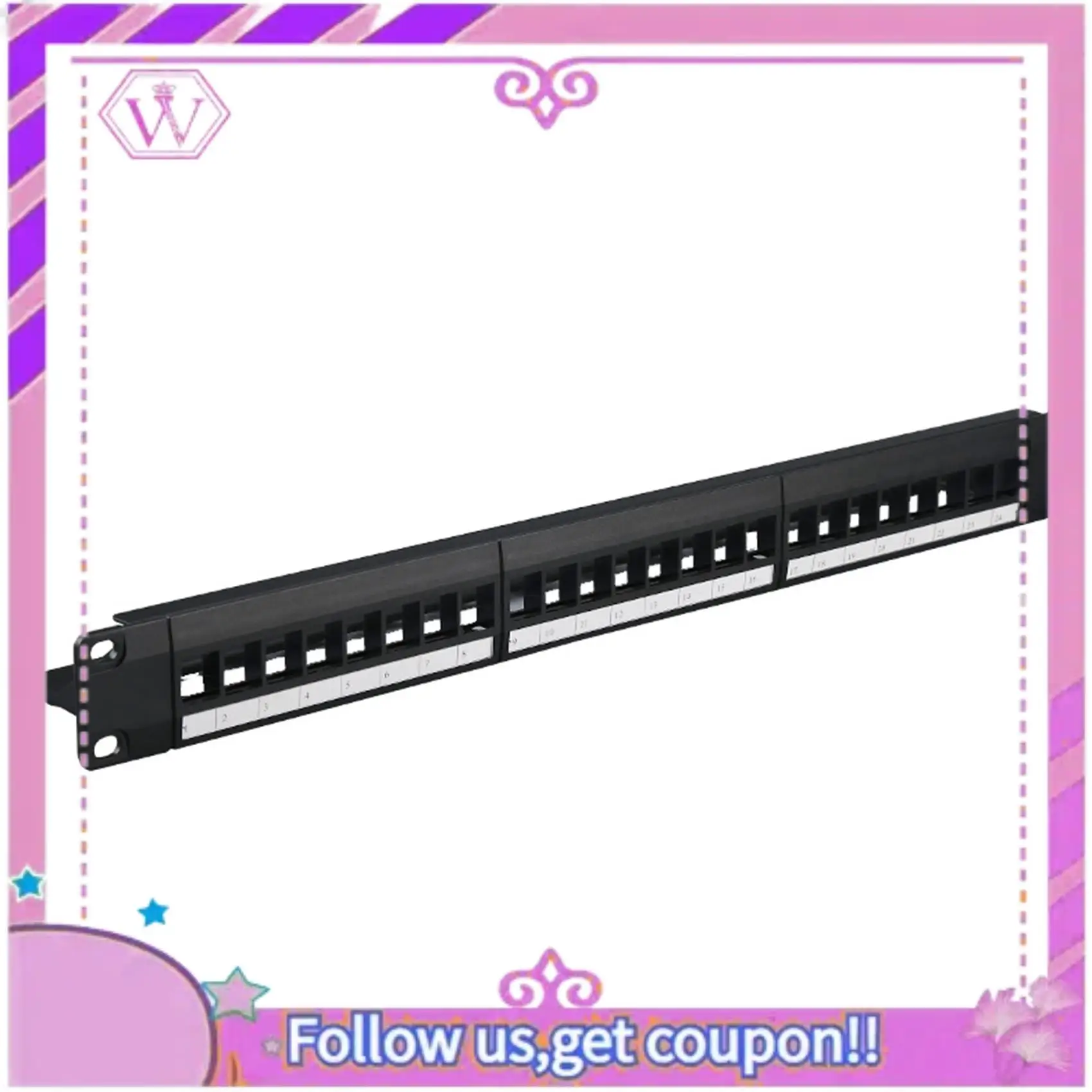 

19-Inch 1U Cabinet Rack Through 24-Port CAT6 Patch Panel RJ45 Network Cable Adapter Keystone Jack Modular Patch Panel