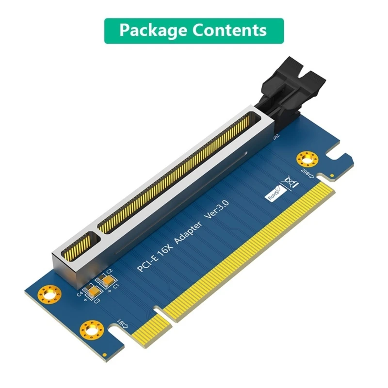 Adaptador cartão expansão reversa PCIE 16X 90 graus com caixa protegida velocidade rápida