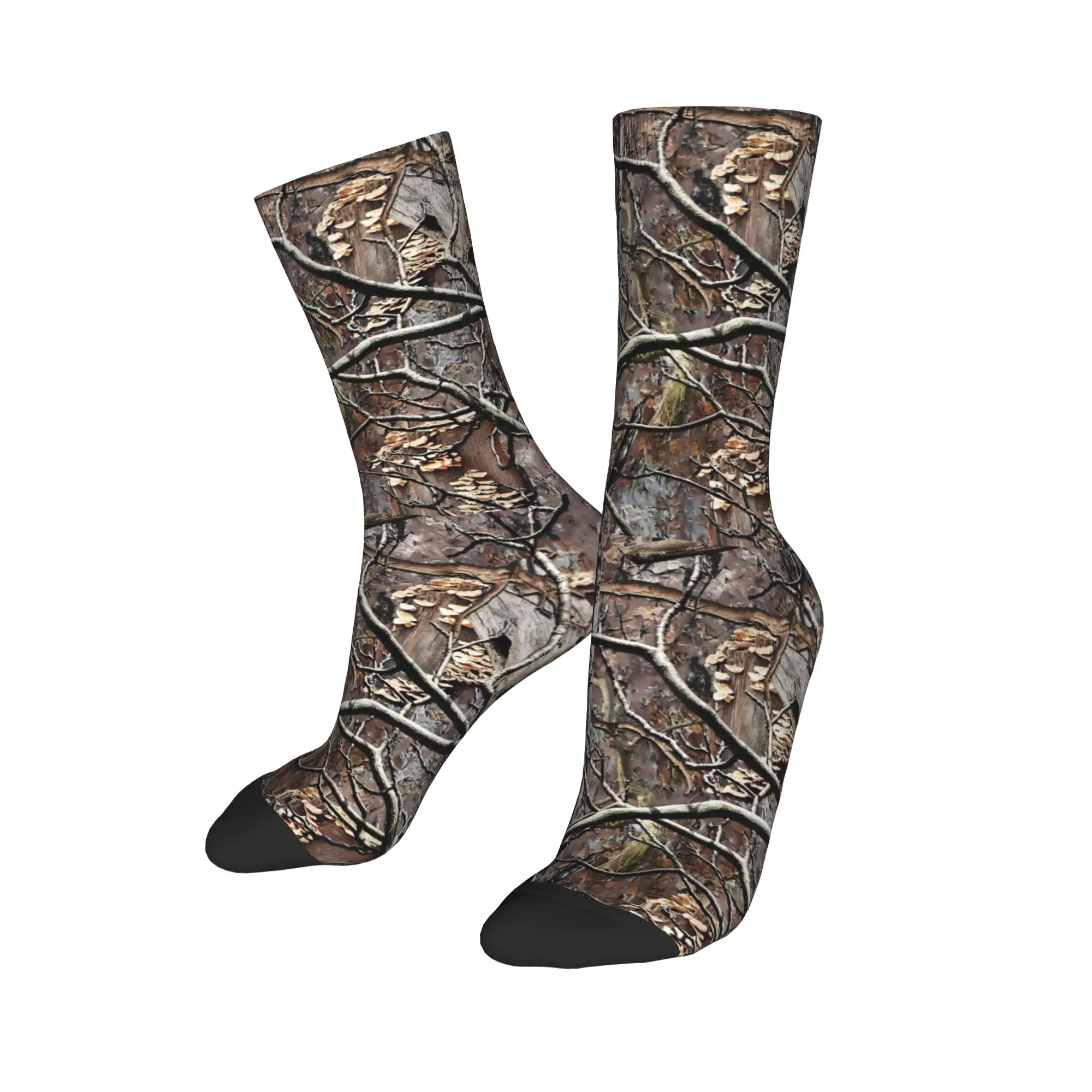 Custom Kawaii Printing Forest Tree Camo Design Hot Socks for Men Women Stretchy Summer Autumn Winter Natural  Crew Socks