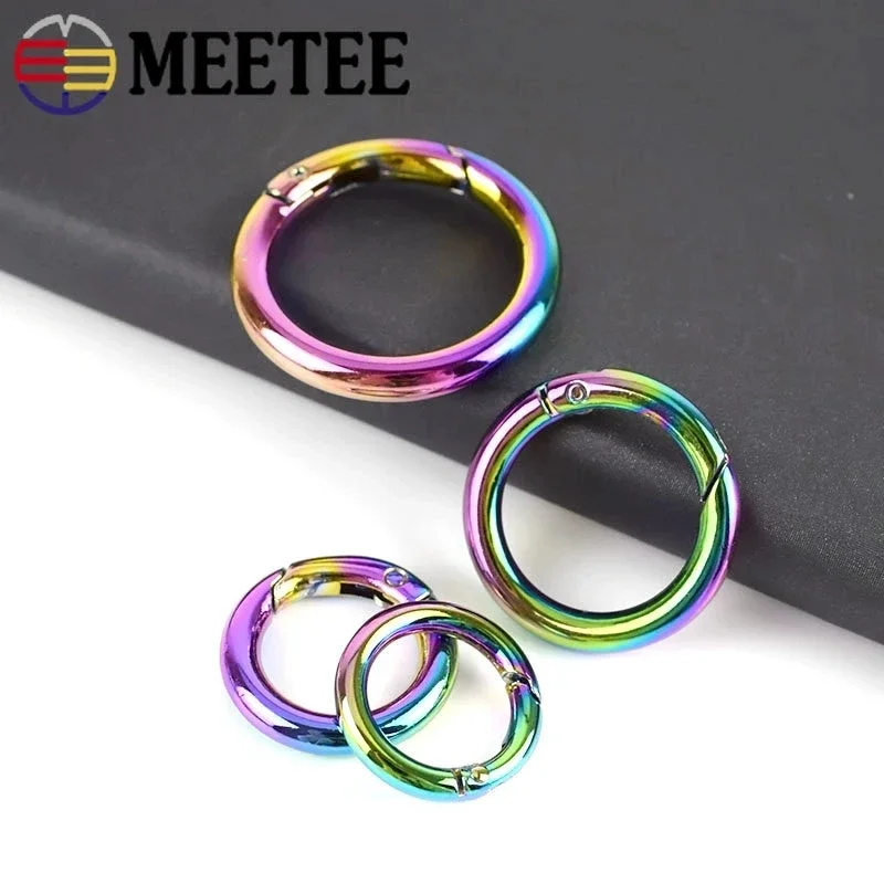 5Pc 10-50mm Rainbow Metal O Shape Ring Buckle Spring Circle Connection Hook for Bag Strap Webbing Backpack Decor Craft Accessory