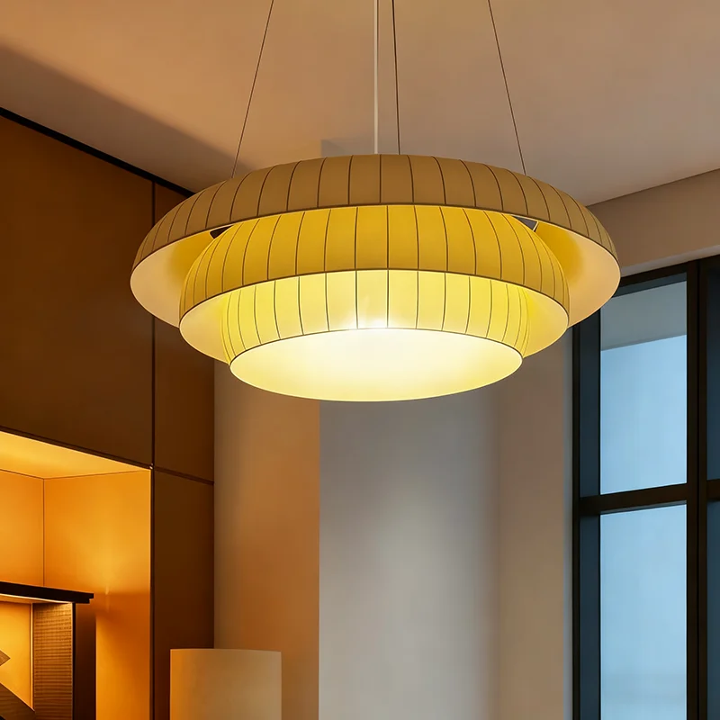 

Japanese Wabi Sabi White Fabric Pendant Lamp Living Dining Room Cloth Droplight Lighting Home Decor Bedroom Lustre Hanging Light