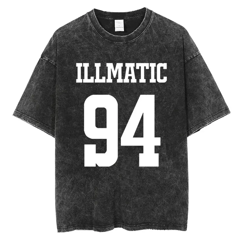 NAS ILLMATIC Alphabet Print T-shirt High Street Fashion Men Women Hip Hop Tshirt Cotton Oversized Vintage Short Sleeve Tees