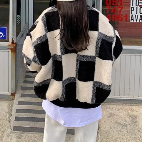 Korean Women's Clothing Dongdaemun High Goods Autumn And Winter Internet Celebrity Fashion Temperament Plaid Woolen Coat Women