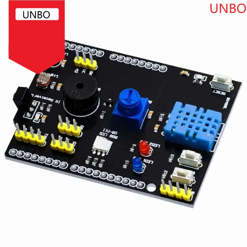 DHT11 LM35 Temperature Humidity Sensor Multifunction Expansion Board Adapter For Arduino UNO R3 RGB LED IR Receiver Buzzer I2C
