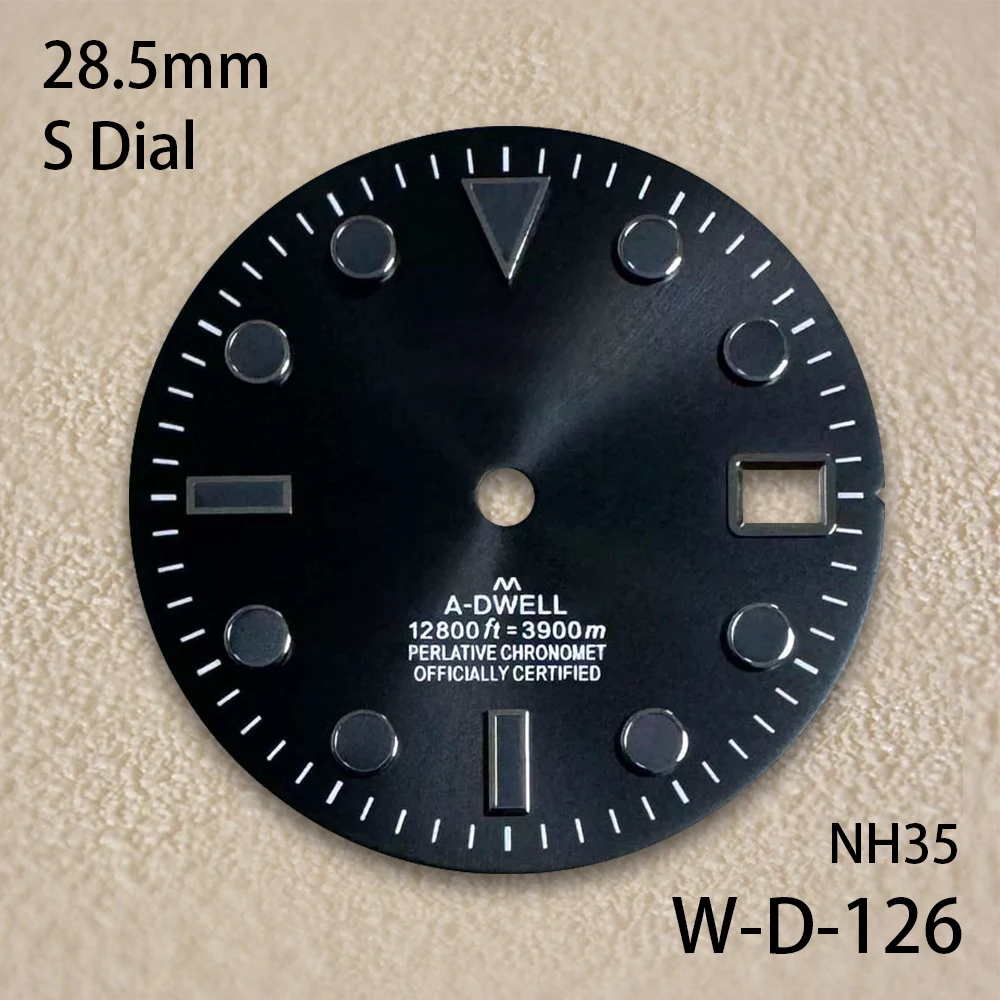 28.5mm S Logo SUB Wijzerplaat Fit NH35/NH36/4R/7S Japanse Beweging Zwart/Wit hoogwaardige Horloge Gemodificeerde Accessoires