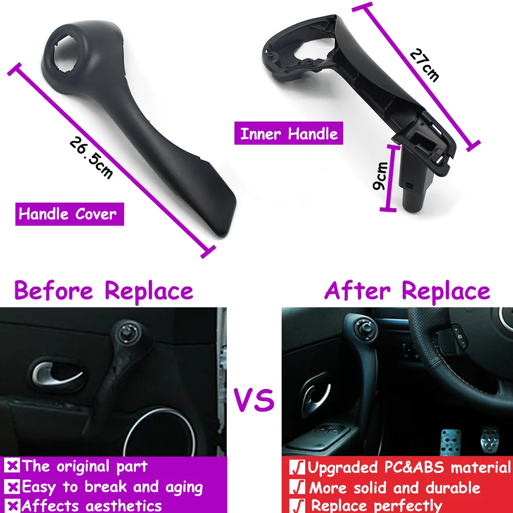 CLIO 3 Auto vorne links rechts Innentürgriff Innengriff Außenabdeckung Steuerschalter Panel für Renault 2005–2009 8200316977 – Detail 6