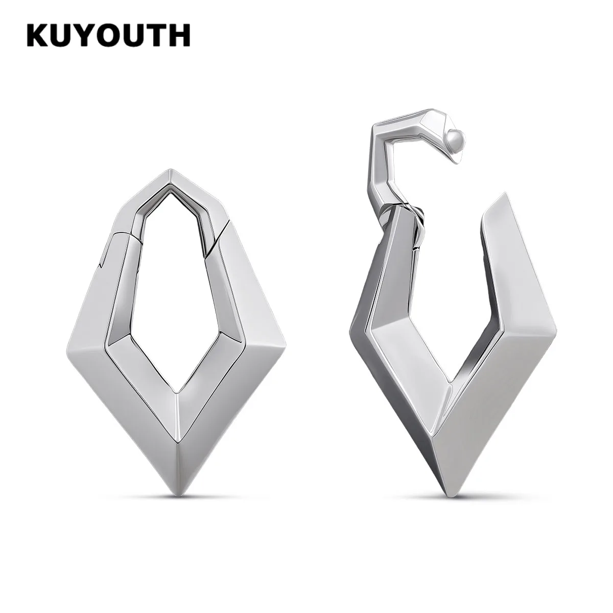 KUYOUTH Copper Magnetic Ear Weights Dangle Ear Tunnels Plugs 1Pair Rhombus Ear Gauges Hypoallergenic Piercing Jewelry