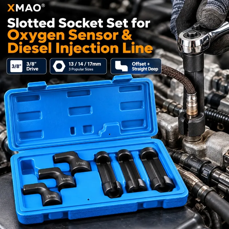 6PCS Oxygen Sensor Socket Set 13/14/17mm 3/8