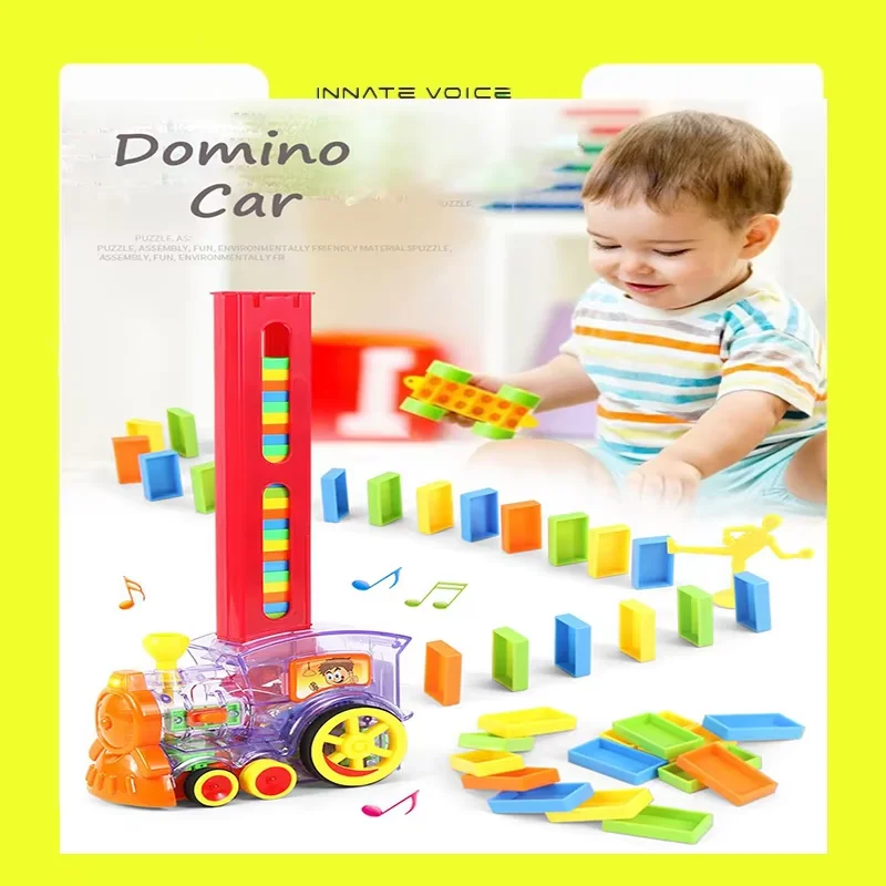 ZK20 Domino Elektrische Verlegung Domino Ziegel Zug Auto Spielzeug 80 Teile/satz Bunte Kunststoff Spiel Baustein Auto Lkw Kinder Spielzeug/geschenk