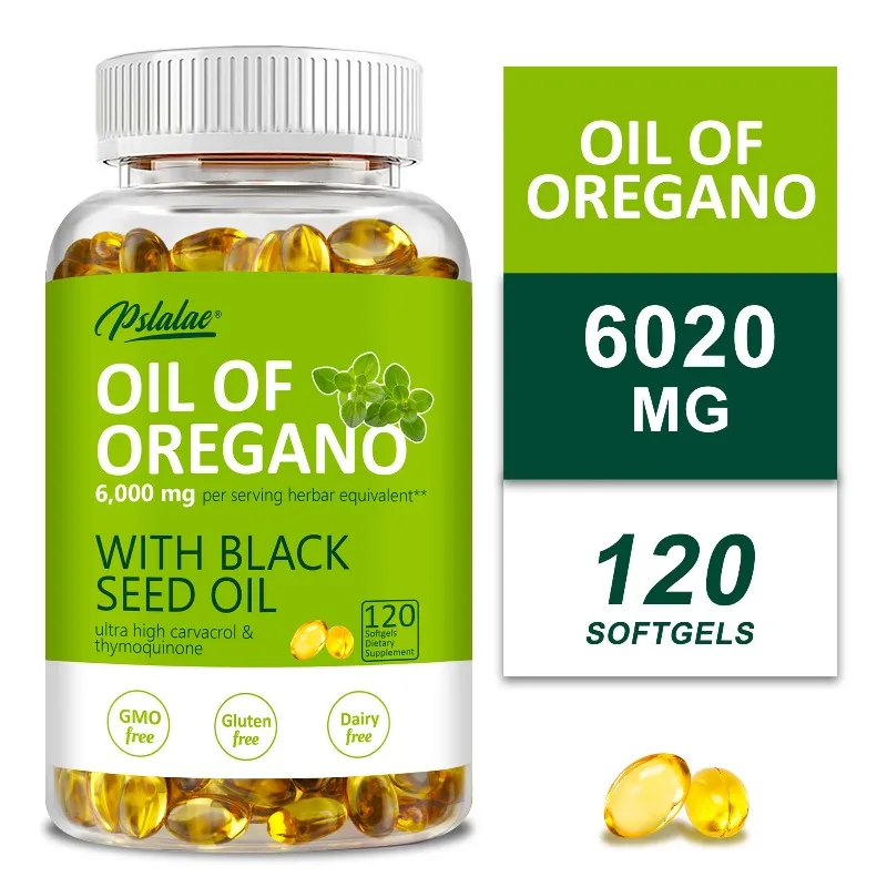 

Oregano Oil Softgels 6000mg - Natural Antioxidant, Balances Intestinal Flora, Promotes Gut and Digestive Health, Immune Support
