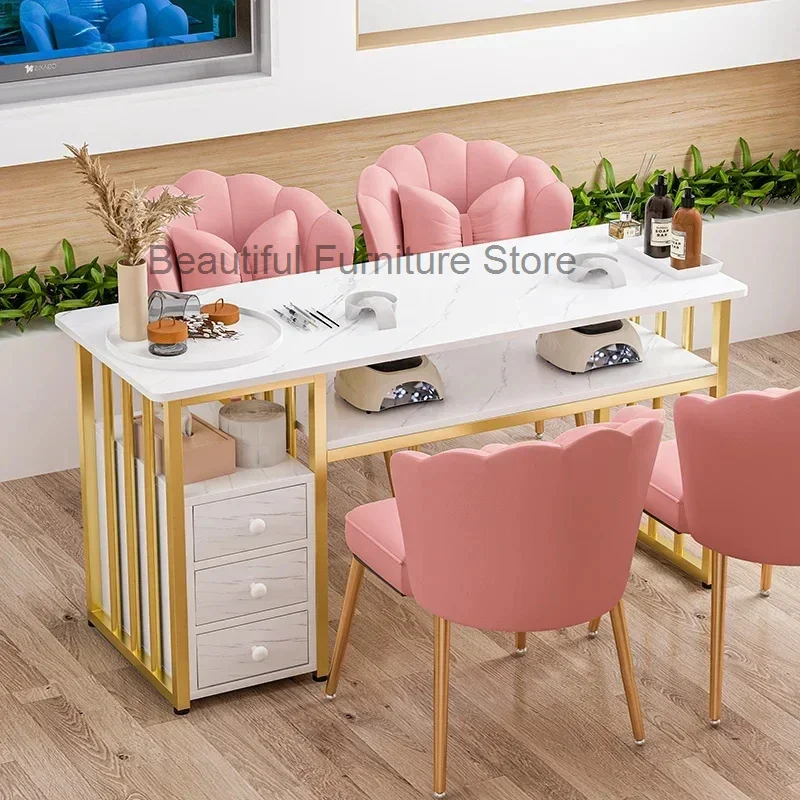 Japanese Manicure Table Simple Ins Manicure Shop Table and Chair Set Nordic Light Luxury Single Double Professional Nail Tables