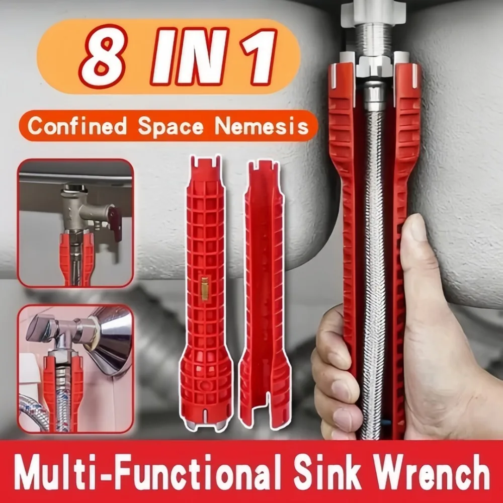 Multifunctional 8 in 1 Faucet and Sink Dedicated Installer Tool Bathroom Repair Disassemble Plumbing Water Pipe Wrench Plastic
