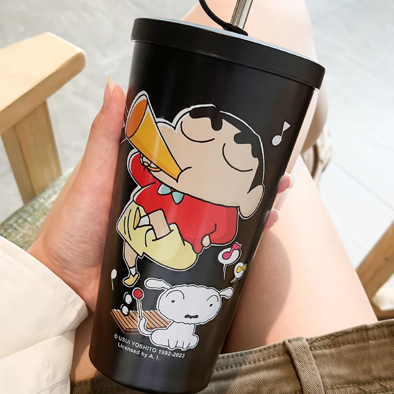 Anime Crayon Shinchanss Stainless Steel Insulated Cup Portable Cold Drink Mugs Cup Driving Water Bottle Large-capacity Straw Cup
