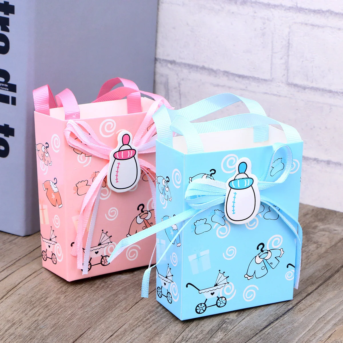 

24 Pcs Baby Shower Gift Bag for Birthday Paper Bags Presents Candy Tote Biscuit