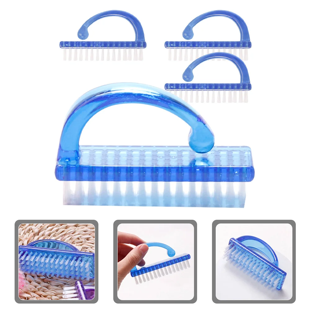 4 Uds. Cepillo de uñas para limpiar las uñas, cepillos de plástico para uñas, cerdas rígidas, cepillo portátil para uñas de los pies, manicura
