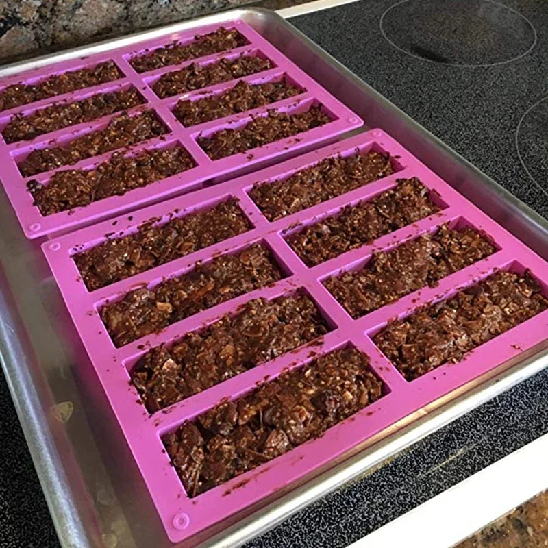 Cake Molds Rectangle Silicone Mold 8 Cavity Large 2Pcs Cereal Energy Bar Chocolate Cheesecake Soap Butter Truffles Brownie