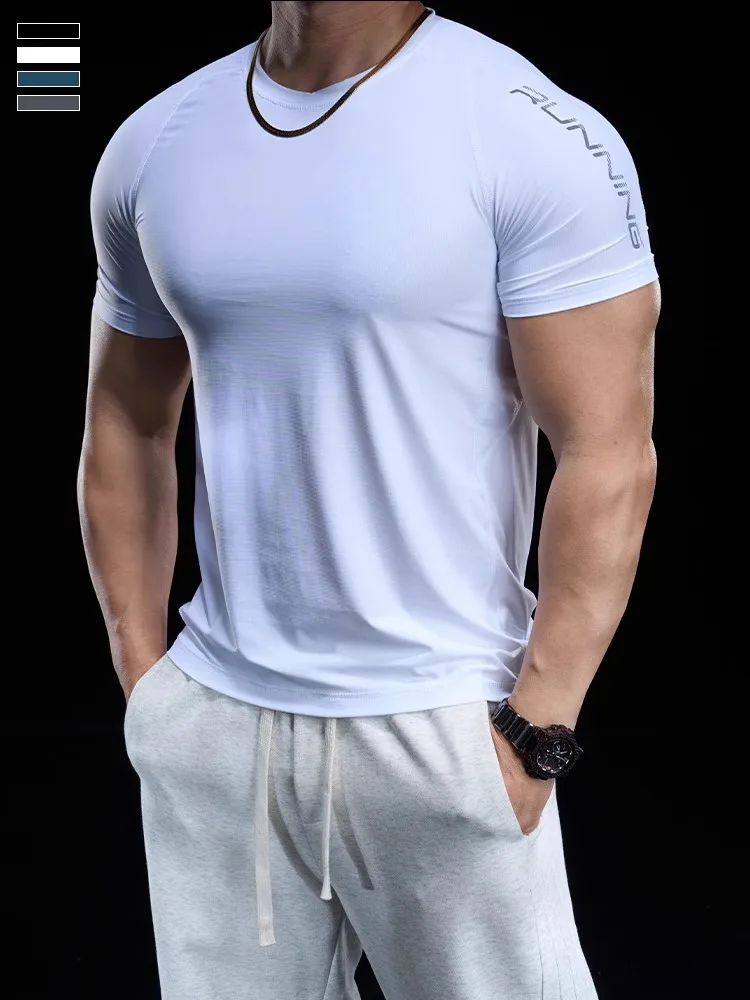 

Gym Fitness Training Clothes Men's High-elastic Quick-drying Breathable Tight-fitting Short-sleeved T-shirts Running Sports Top