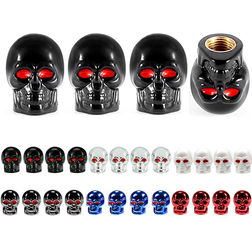 AliExpress AUTCOAT 4Pcs/Set Universal Car Skull Style Antirust Copper Core Motorcycle Bike Car Wheel Tyre Tires