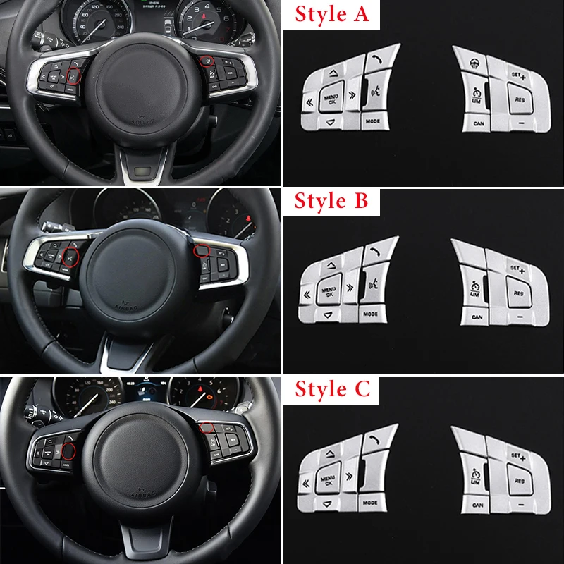 For Jaguar XE XF F-PACE E-PACE F-TYPE Aluminum Alloy Car Steering Wheel Button Sequin Decorative Protection Sticker Accessories