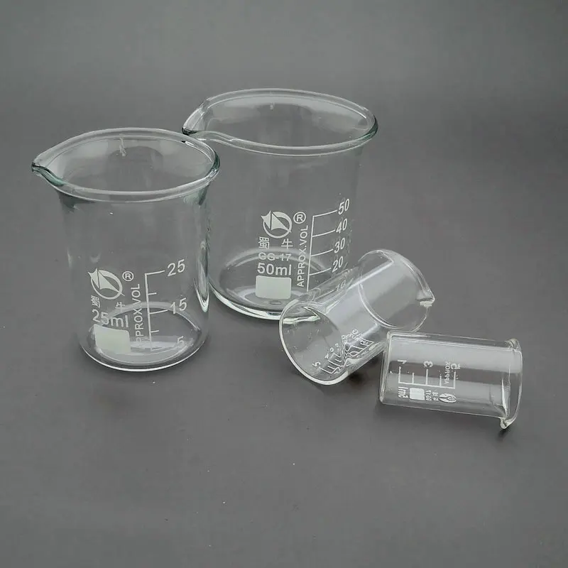 

1Set (5/10/25/50ml ) Lab Boro Glass Beaker Laboratory Measuring Glass Cup Clear Measuring Medicine Containers