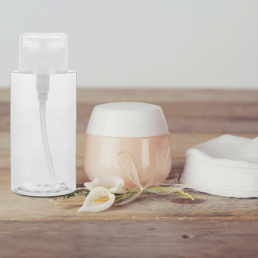 

2pcs Toner Travel Bottles Dispenser Leakproof Makeup Remover Pump Skincare Nail Polish Container Empty Pressing Liquid