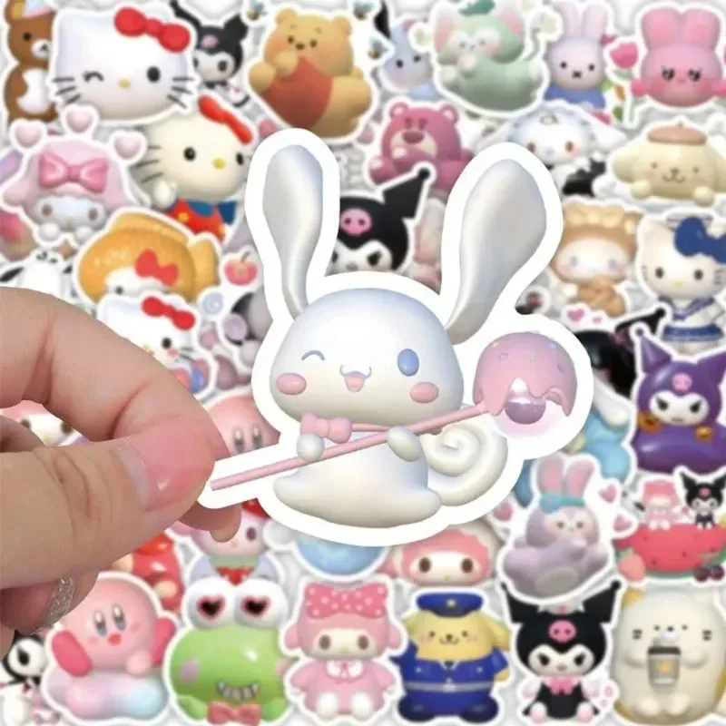 50 шт. наклейки Sanrio, милые мультяшные наклейки Kuromi HelloKitty Cinnamoroll, блокнот, чашка для воды, украшения для багажа, гитары, наклейки, оптовая продажа