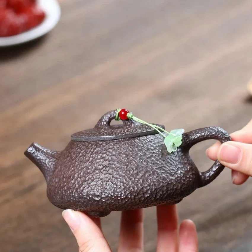 Tea Ceremony Set Luxury Yixing Purple Clay Pot Masons Hand-made Hammered Stone Unique Tea Infuser Teapot Ladle Kungfu Tea Set