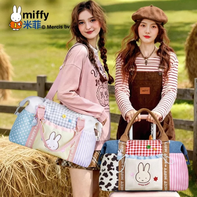 

Genuine Miffy Cute Cartoon Large Travel Duffel Bag Handheld Shoulder Crossbody Tote For Gym Business Trip Maternity Luggage Bag