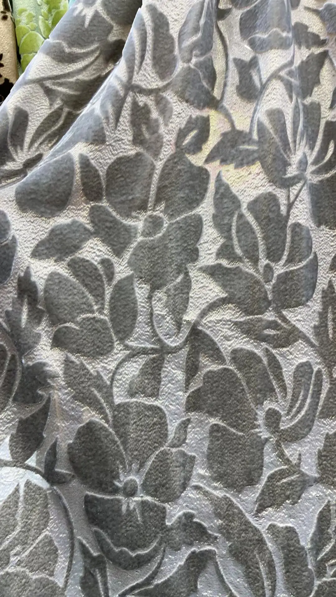 

New Gray Pink Floral Silk Velvet Fabric High-grade Cloth Dress Sewing Shirt Fabric