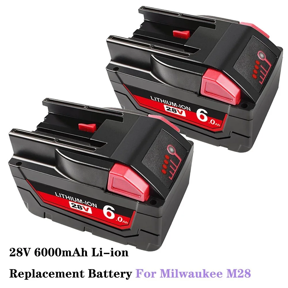 To 28V 6.0Ah For Milwaukee M28 battery Li-Ion Replacement Battery For Milwaukee 28V M28 48-11-2830 0730-20 Tool battery