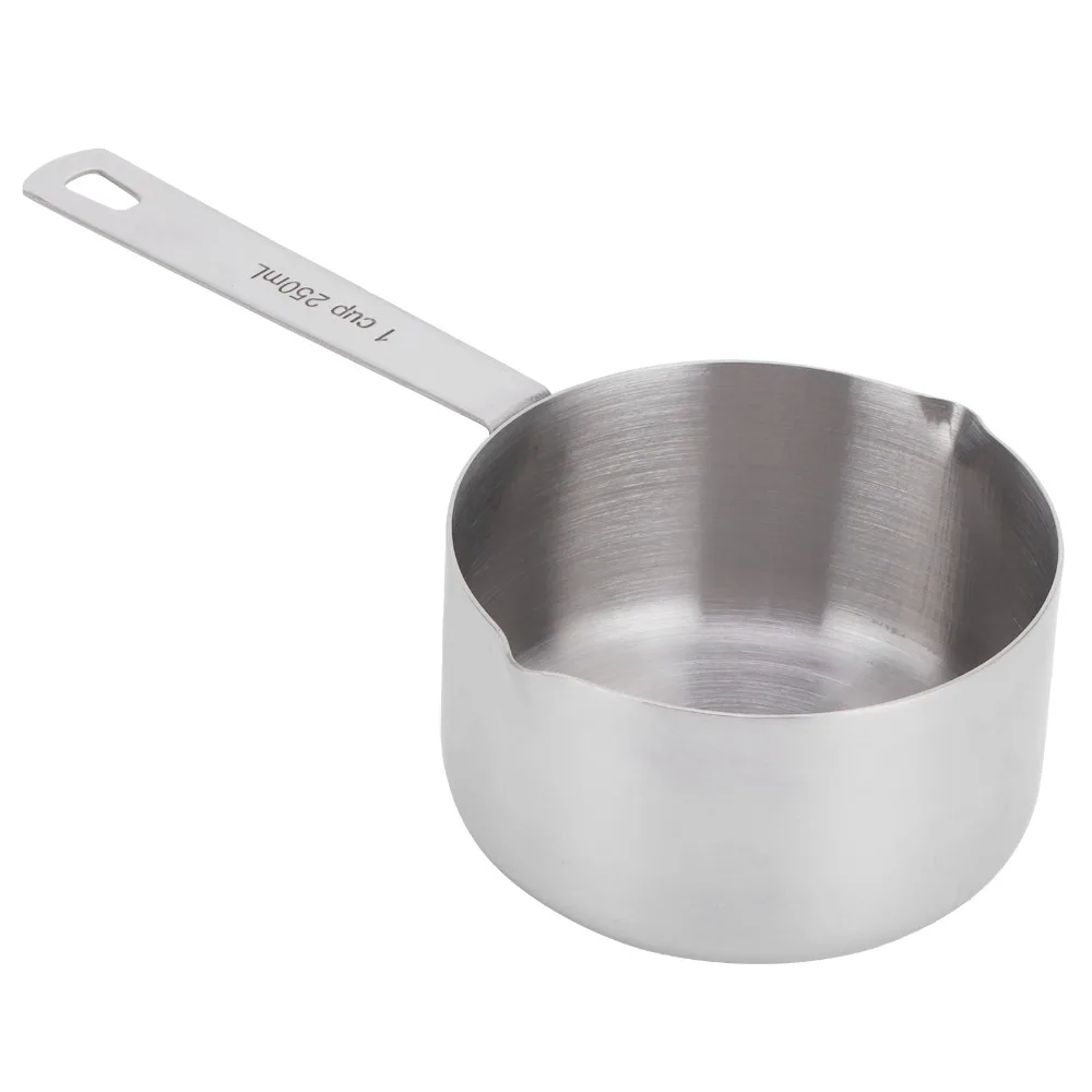 Stainless Steel Measuring Cup Dual Pour Mouth with Handle Measuring Scoop Professional Small Mouth Design Baking Dosing Spoon