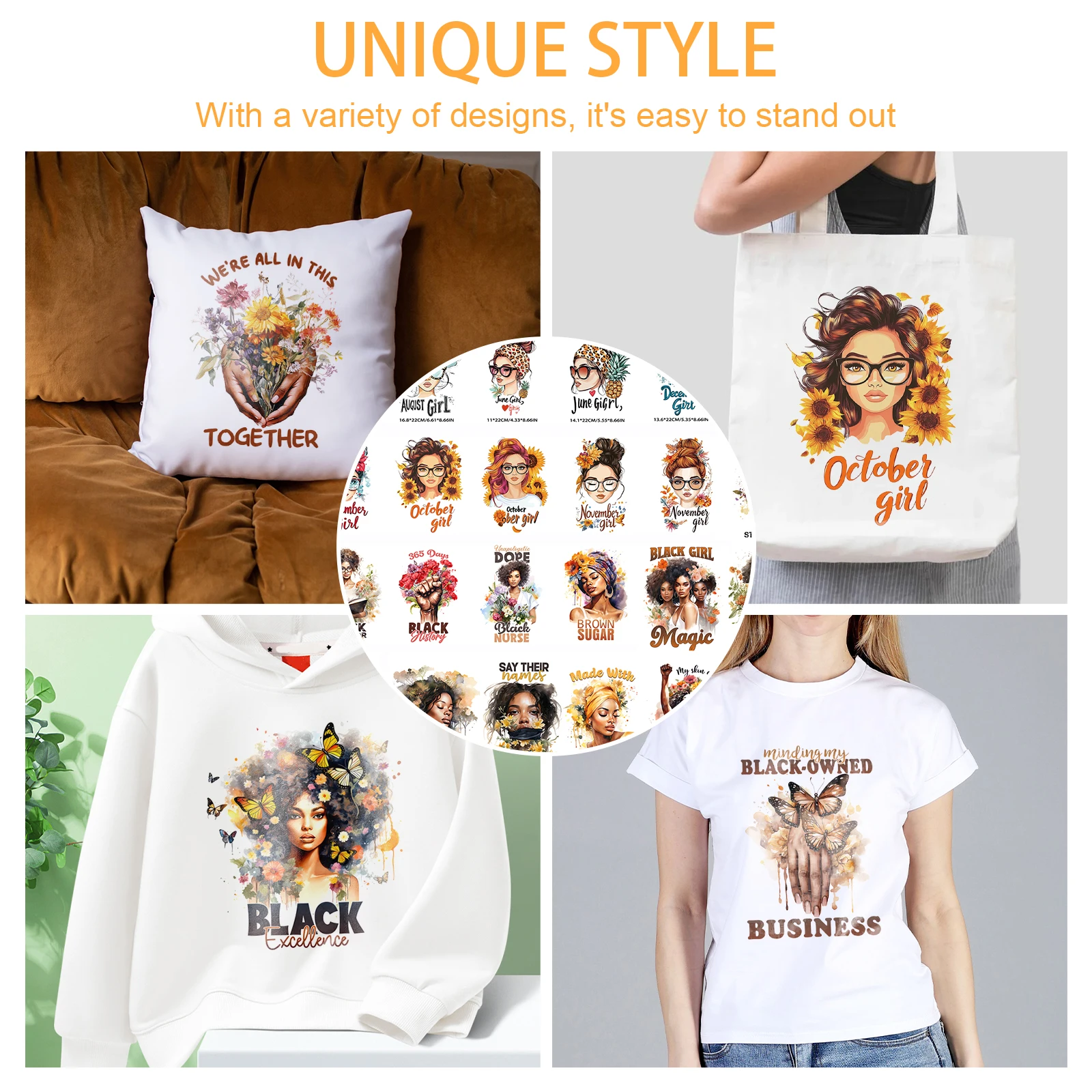 

50pcs Girls Heat Transfer Vinyl Patch Sticker for T-Shirt Iron on Vinyl Stickers