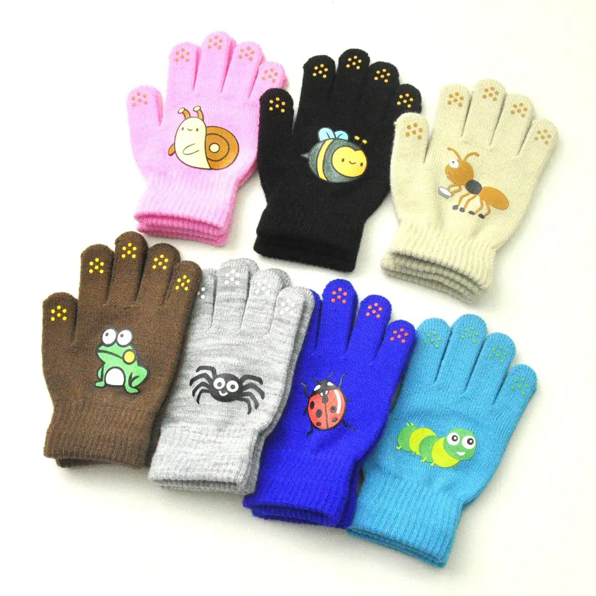 Children Knitted Warm Gloves For 5-12Y Baby Students Winter New Insect Full Finger Mittens Outdoor Cycling Skiing Gloves