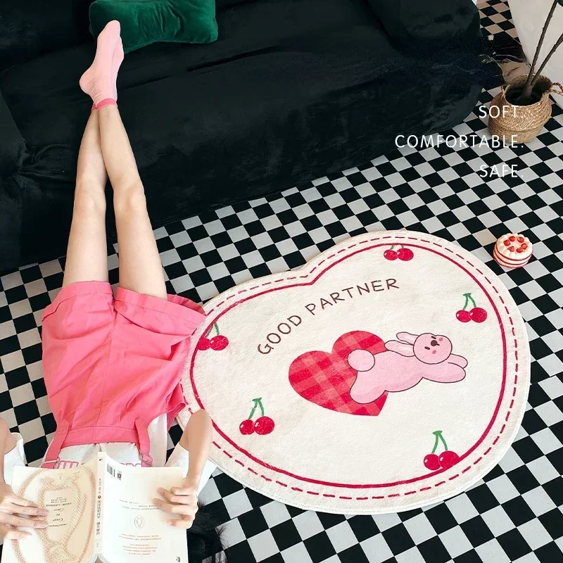 VIKAMA Fashion Ins Style Cute Heart Shaped Teenage Girl Bedroom Bedside Blanket Living Room Coffee Table Sofa Play Floor Cushion