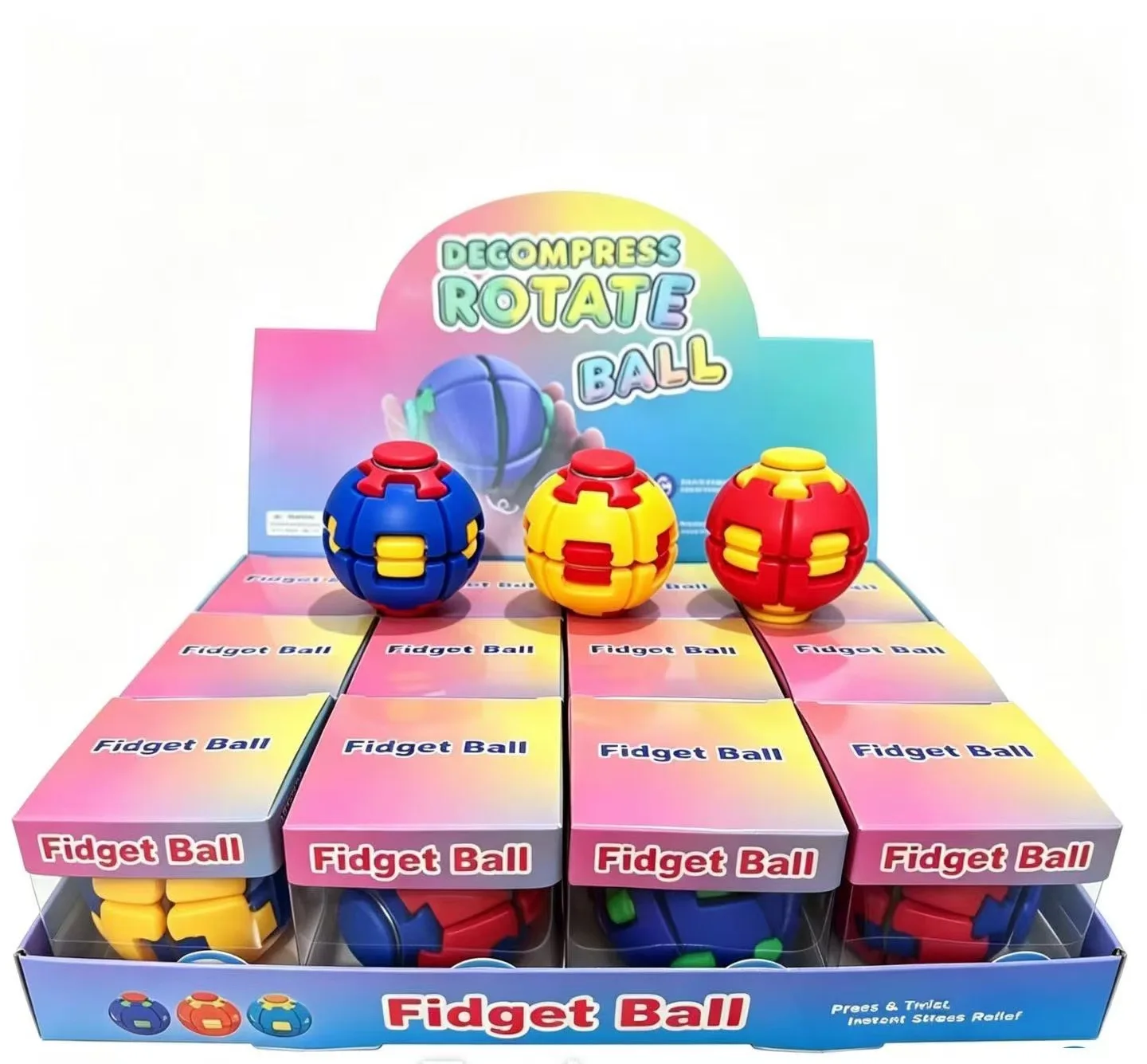 12pcs/Full Case Transforming Fidget Spinner Ball Press To Spin Stress Relief Toy Deformation Finger Spinner Stress Relief Gift